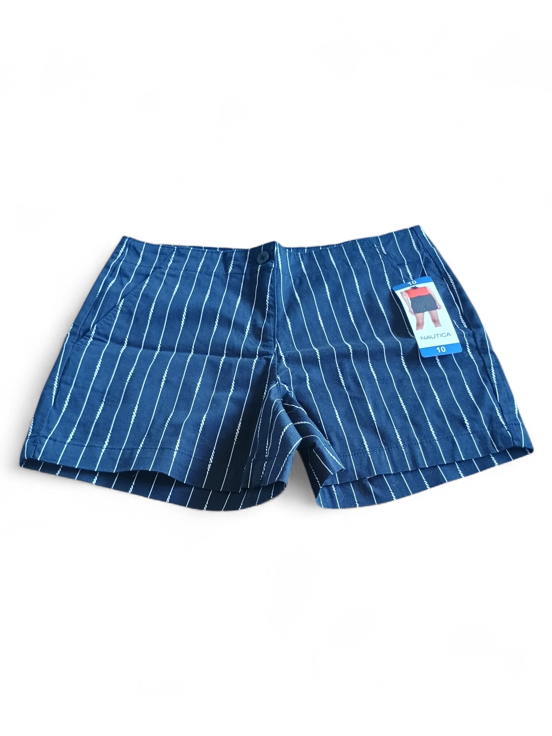 Nautica Navy And White Pinstripe Women's Shorts